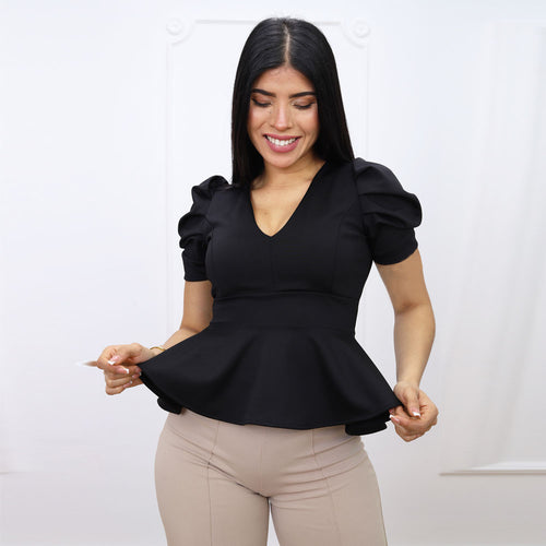 Blusa Peplum Ariana negro